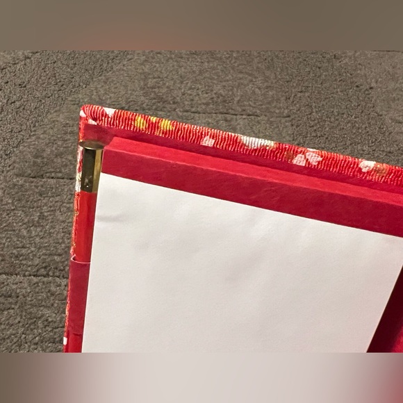 Small Memo Pad Book w/ Pencil Traditional Japanese Fabric Bunny & Sakura Flowers - Picture 9 of 10